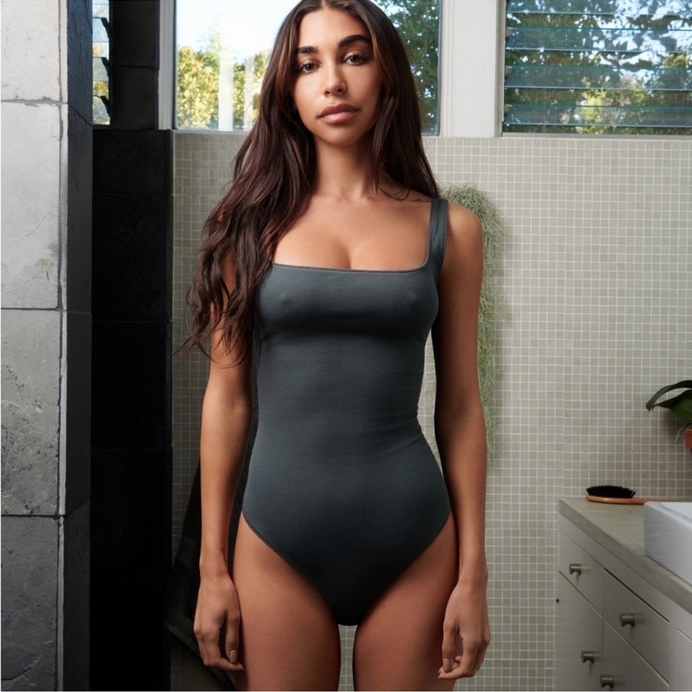 Skims Cotton Rib Bodysuit- Deep Sea